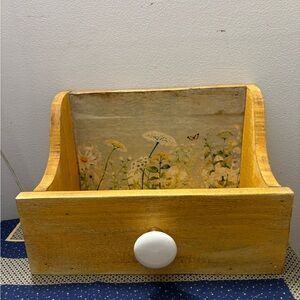 Rustic Wooden Organizer with Floral Design